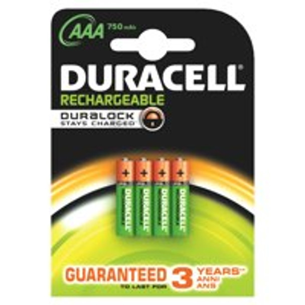 Duracell Aaa Rechargeable Batteries 750Mah Pack 4 DURHR03B4-750SC