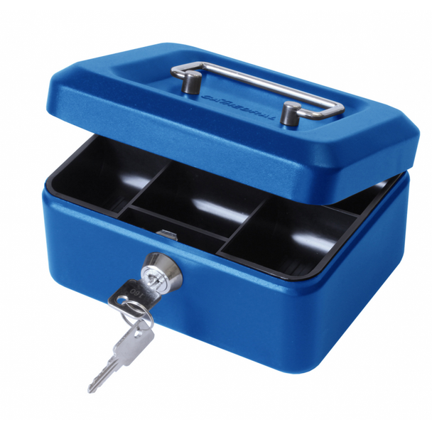 Valuex Metal Cash Box 200Mm 8 " Key Lock Blue CBBL8