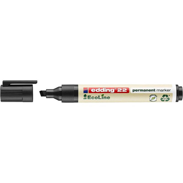 Edding 22 Ecoline Permanent Marker Chisel Tip 1-5Mm Line Black Pack 10 4-22001