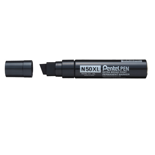 Pentel N50xl Permanent Marker Jumbo Chisel Tip 17Mm Line Black Pack 6 N50XL-A