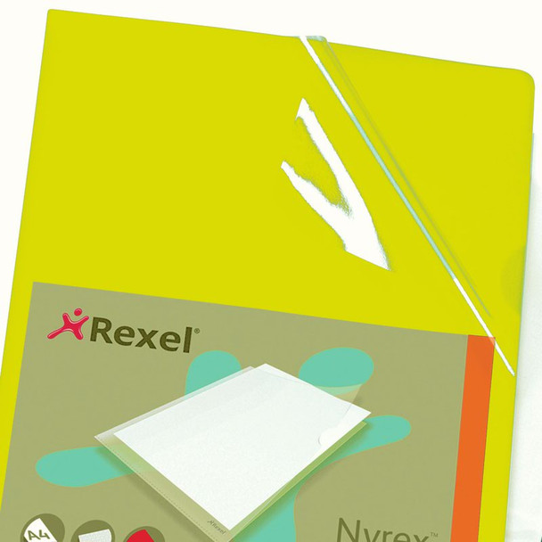 Rexel Nyrex Cut Flush Folder Polypropylene A4 110 Micron Yellow Pack 25 12161YE 12161YE