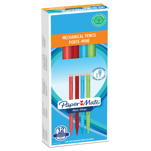 Paper Mate Non Stop Mechanical Pencil Hb 0.7Mm Lead Assorted Colour Barrel Pack 1906125