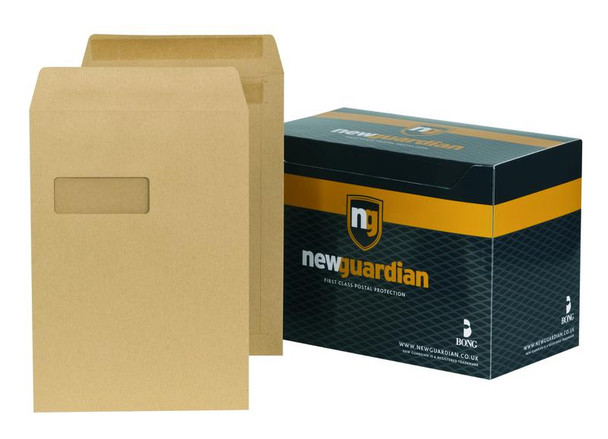 New Guardian Pocket Envelope C4 Peel And Seal Window 130Gsm Manilla Pack 250 M27503