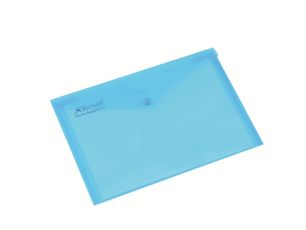 Rexel Popper Wallet Polypropylene A4 Blue Pack 5 16129BU 16129BU