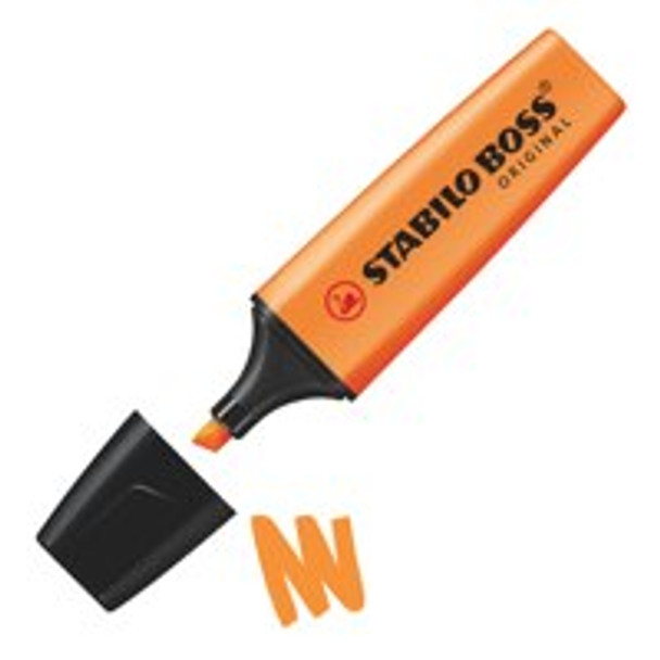 Stabilo Boss Orginal Highlighter Chisel Tip 2-5Mm Line Orange Pack 10 70/54