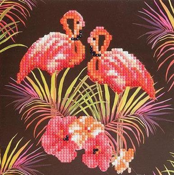 Crystal Art Pink Flamingos 18 X 18Cm Card CCK-A7 CCK-A7
