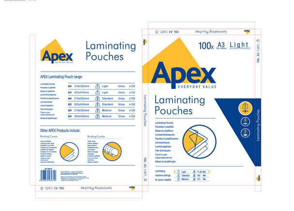 Valuex Laminating Pouch A3 2X75 Micron Gloss Pack 100 6001901 6001901