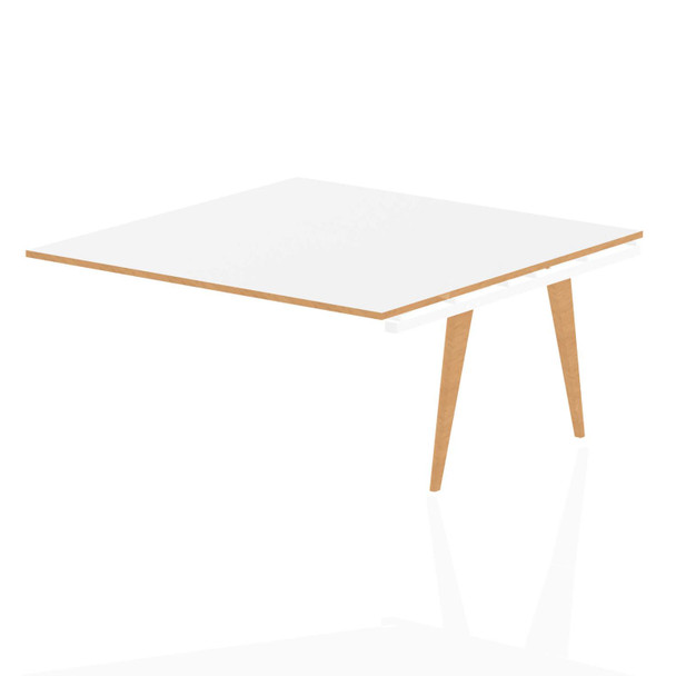 Oslo 1600Mm Square Boardroom Table Ext Kit White Top Natural Wood Edge White Fra OSL0125