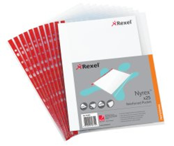 Rexel Nyrex Reinforced Multi Punched Pocket Polypropylene A4 55 Micron Side Open 12263