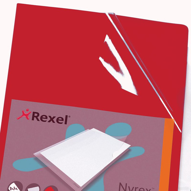 Rexel Nyrex Cut Flush Folder Polypropylene A4 110 Micron Red Pack 25 12161RD 12161RD