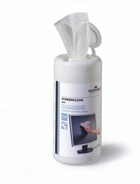Durable Screenclean Cleaning Wipes Tub Pack 100 573602 573602
