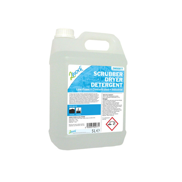 2Work Low Foam Scrubber Dryer Detergent Fragrance-Free 5 Litre 2W00977 2W00977