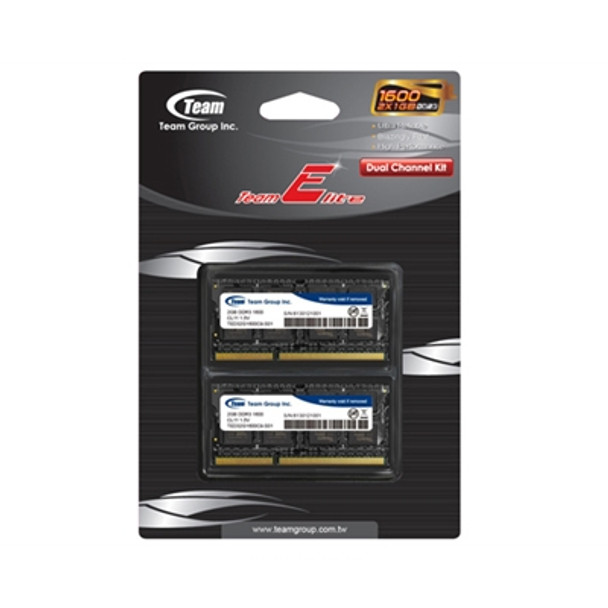 Team Elite 8Gb Sodimm 2X4gb Ddr3 1600Mhz Pc3-12800 Cl11 TED38G1600C11DC-S01