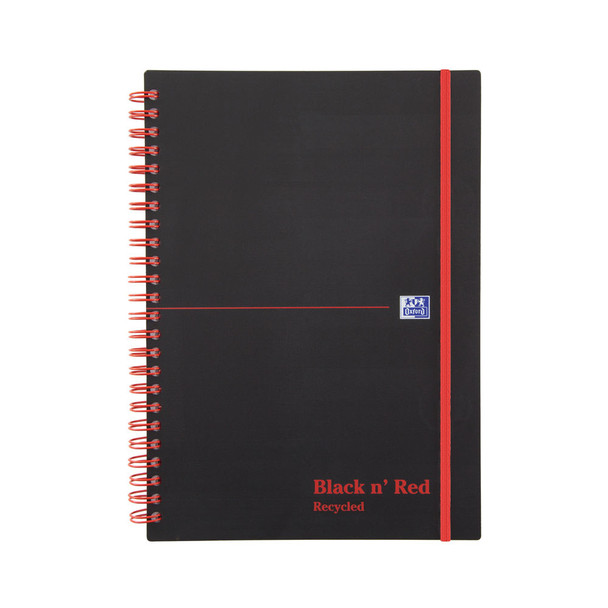 Black n' Red Recycled Wirebound Polypropylene Notebook 140 Pages A5 Pack of JDL67027