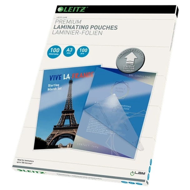 Leitz iLAM Premium Laminating Pouches with UDT A3 100 microns 74870000 74870000