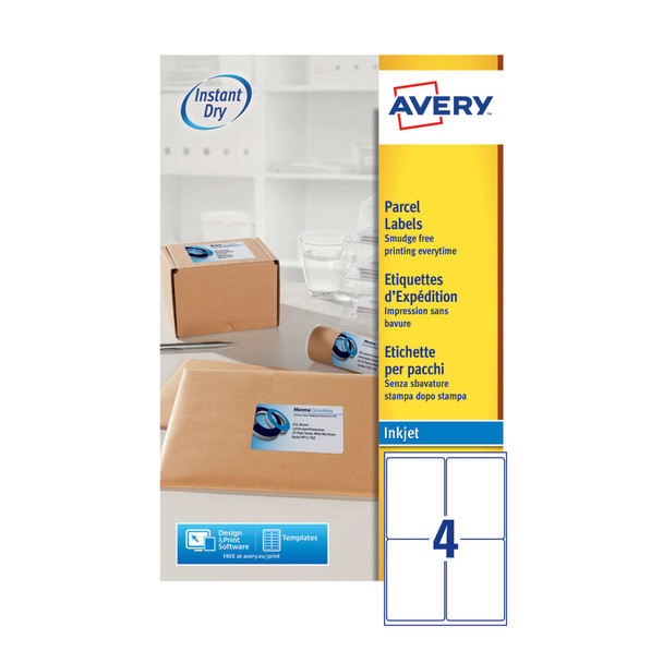 Avery Inkjet Parcel Labels 14 Per Sheet White Pack of 25 J8169-25 AV10623