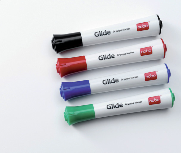 Nobo Glide Whiteboard Marker Bullet Tip 3Mm Line Assorted Colours Pack 4 1902096 1902096