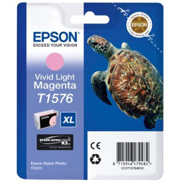 Epson T1576 Turtle Vivid Light Standard Capacity Magenta Ink Cartridge 26Ml - C1 C13T15764010