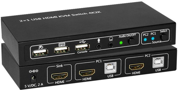 MicroConnect W125662935 HDMI & USB KVM Switch 2 ports MC-HDMI-USBKVM-UK