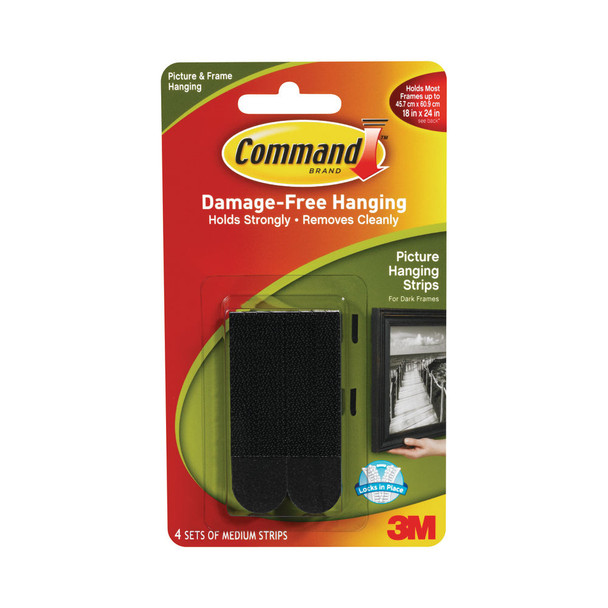 3M Command Medium Picture Hanging Strips Black Pack of 4 17201BLK 3M91484