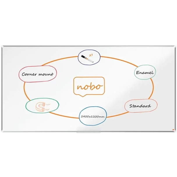Nobo Premium Plus Enamel Magnetic Whiteboard 2400x1200mm 1915151 1915151
