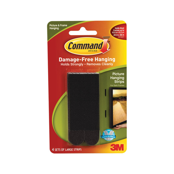 3M Command Large Picture Hanging Strips Black Pack of 4 17206BLK 3M32086