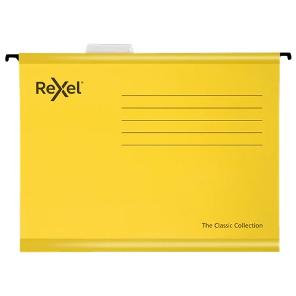 Rexel Classic Foolscap Reinforced Suspension File Pack of 25 Yellow 2115593 2115593