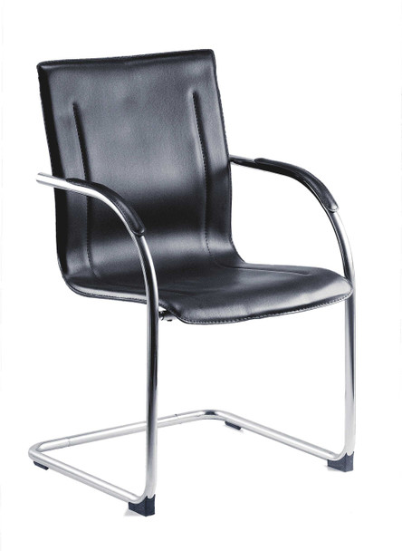 Guest Leather Effect Cantilever Chair Black B9530 B9530