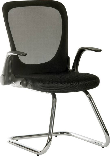 Flip Mesh Back Cantilever Visitor Chair With Flip Up Armrests Black - 6963BLK 6963BLK