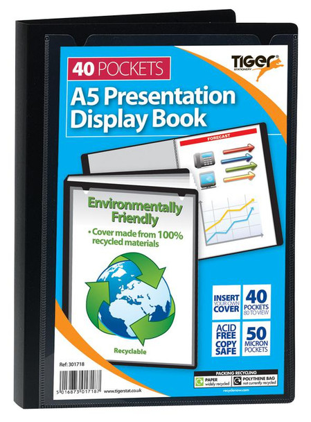 Tiger A5 Presentation Display Book 40 Pocket Black 301718