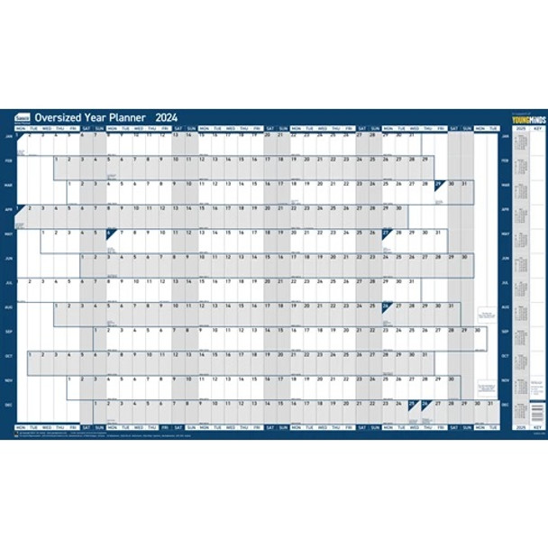 Sasco Unmounted Oversized Year Wall Planner 2024 Poster (1100 x 610mm) 2410216 2410216