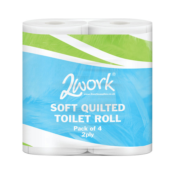2Work Luxury 2-Ply Quilted Toilet Roll 200 Sheets Pack of 40 DQ4Pk JAN03090