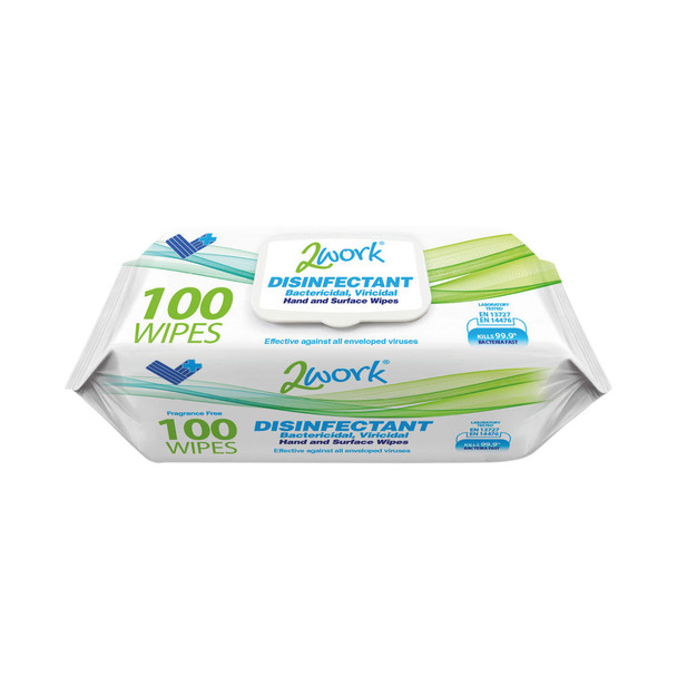 2Work Viricidal Hand And Surface Wipes Pack of 100 2W07385 2W07385