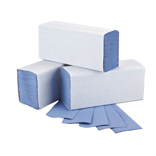 2Work 1-Ply M-Fold Hand Towel Blue Pack of 3000 2W71923 2W71923