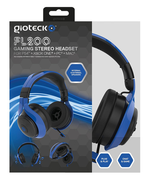 Gioteck FL-200 Wired Stereo Headset for PS4 XBox One PC Blue