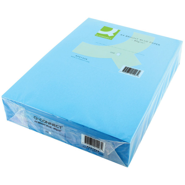 Q-Connect Bright Blue Coloured A4 Copier Paper 80gsm Ream Pack of 500 KF01428
