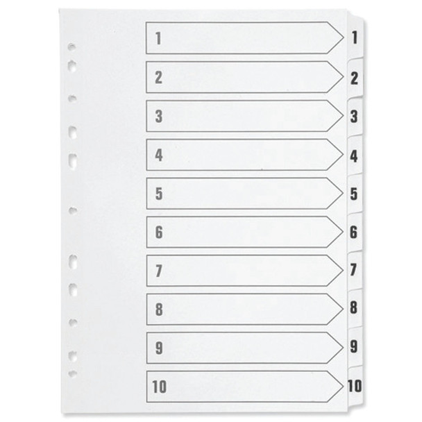 Q-Connect 1-10 Index Multi-Punched Reinforced Board Clear Tab A4 White KF01 KF01528