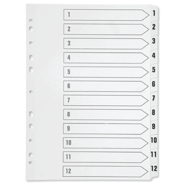 Q-Connect 1-12 Index Multi-punched Polypropylene White A4 KF01354 KF01354