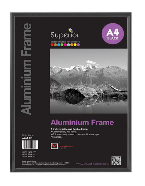 Brushed Aluminium A4 Frame Black - ALA4-BK ALA4-BK