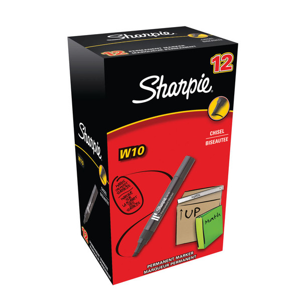 Sharpie W10 Permanent Marker Chisel Tip Black Pack of 12 S0192652 GL55411