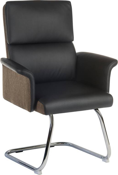 Elegance Gull Wing Medium Back Cantilever Leather Look Visitor Chair Black - 695 6959BLK