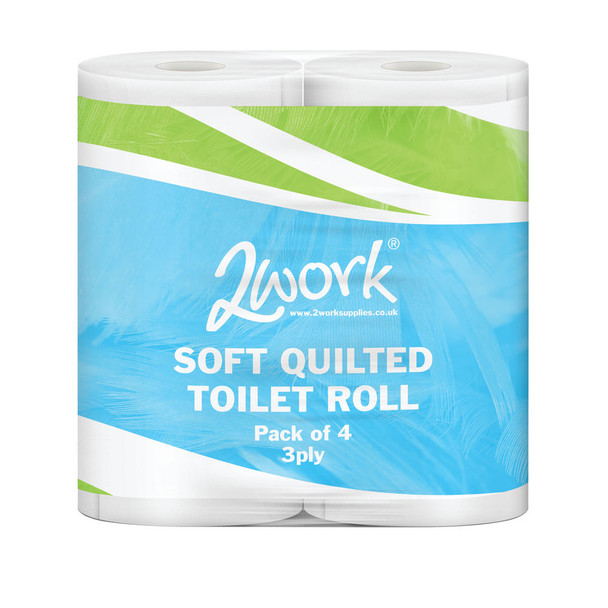 2Work Luxury 3-Ply Quilted Toilet Roll 200 Sheets Pack of 40 TQ4Pk JAN03091