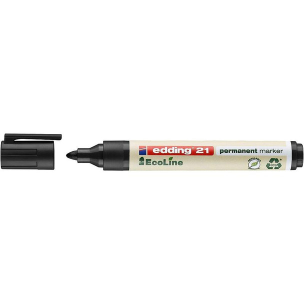 Edding 21 Ecoline Permanent Marker Bullet Tip 1.5-3Mm Line Black Pack 10 4-21001
