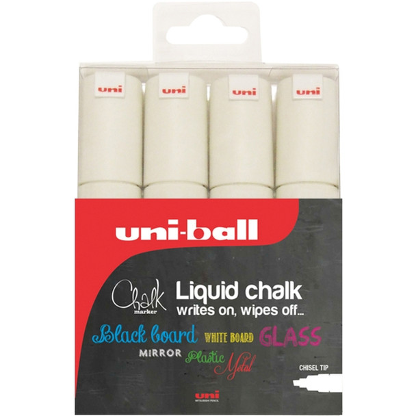 Uni-Ball Chalk Marker Chisel Tip Broad White Pack 4 153494344