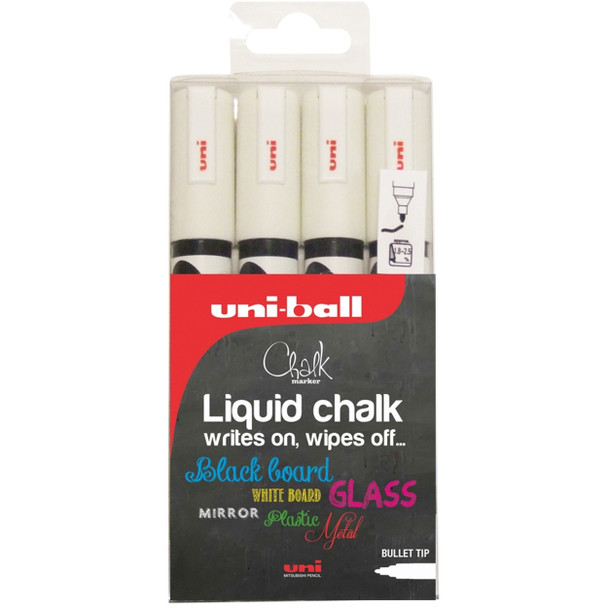 Uni-Ball Chalk Marker Bullet Tip Medium White Pack 4 153494342
