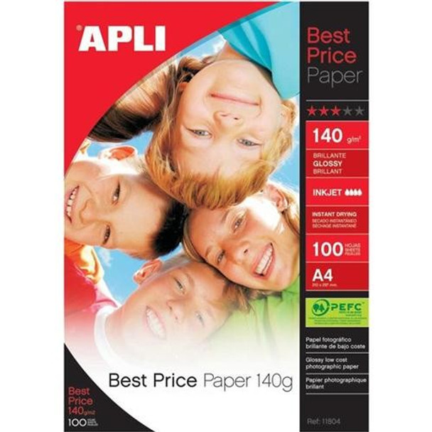 Apli Photo Paper A4 140Gsm Glossy White Pack 100 11804