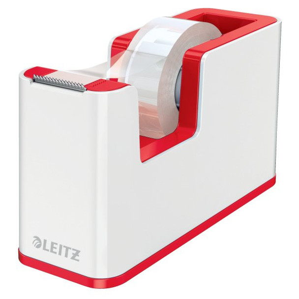 Leitz Wow Duo Colour Tape Dispenser With Tape White/Red - 53641026 53641026