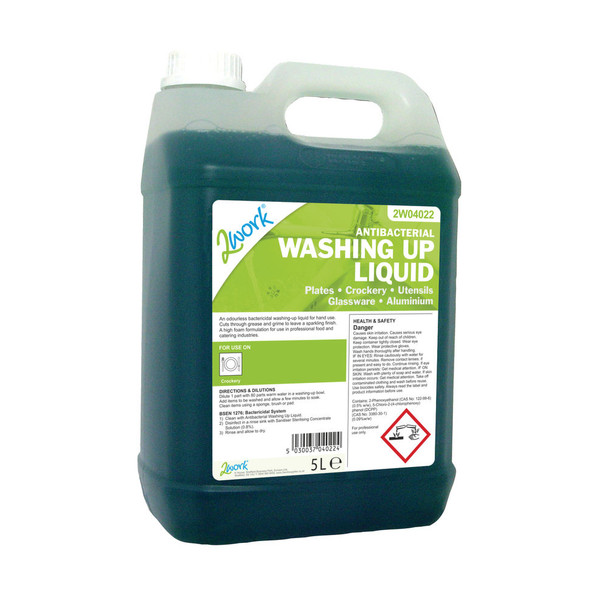 2Work Antibacterial Washing Up Liquid 5 Litre 221 2W04022