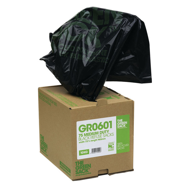 The Green Sack Heavy Duty Refuse Bag in Dispenser Black Pack of 75 GRO601 CPD73000