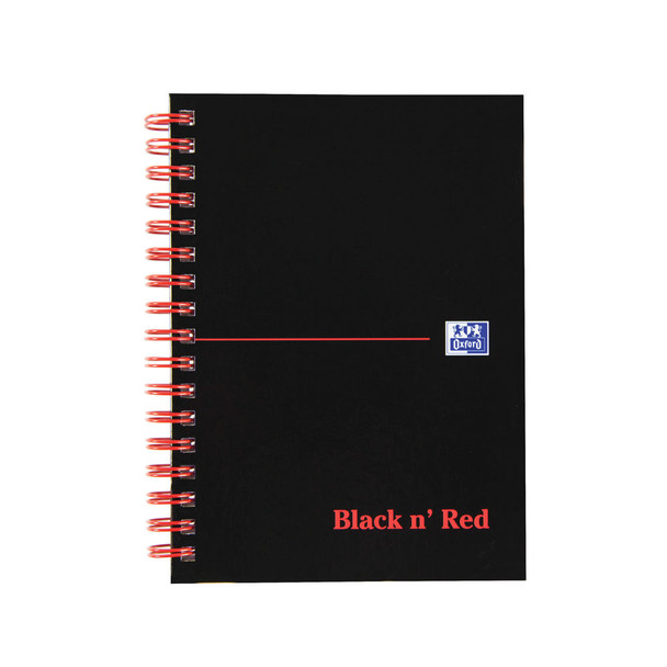 Black n' Red Ruled Perforated Wirebound Hardback Notebook A6 Pack of 5 1000 JDD67011